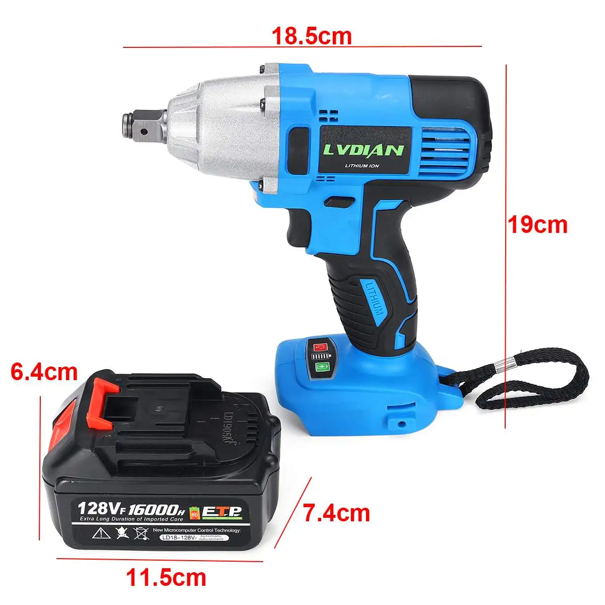 16000mah Rechargeable Cordless Electric Impact Brushless Wrench Kit Hand Drill 18.5x19cm Waterproof Power Tools LED lights