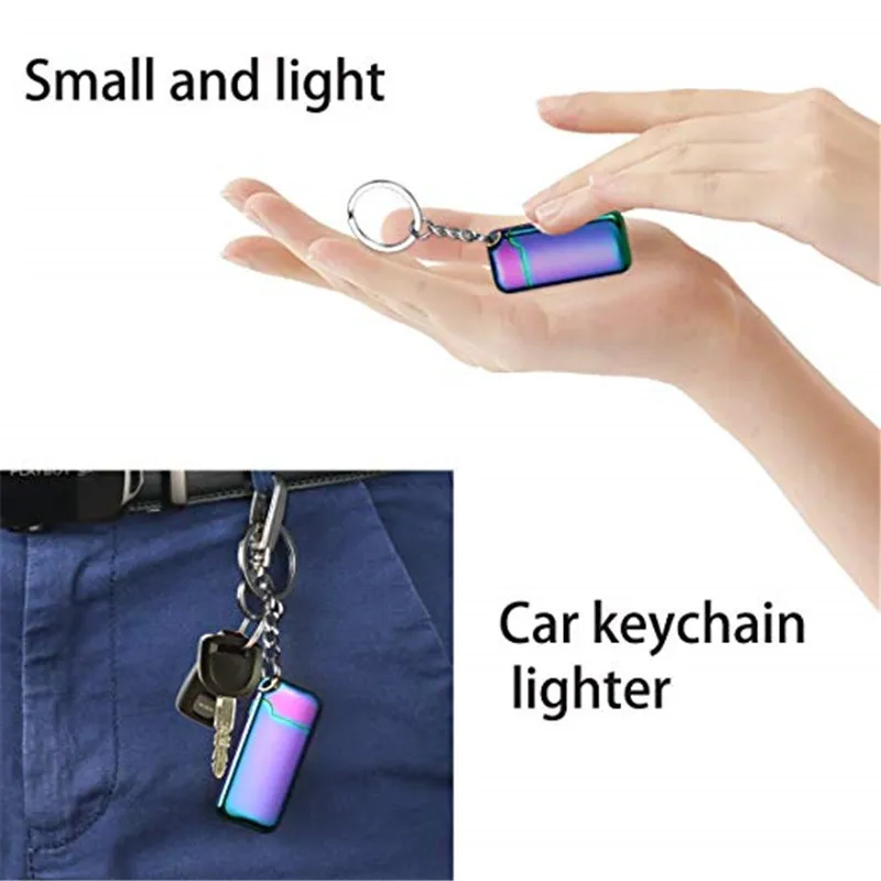 Mini USB Lighter With Keychain Windproof Rechargeable Flameless Eelectronic For Cigarette Encendedor Plasma Gadgets Men | Дом и сад
