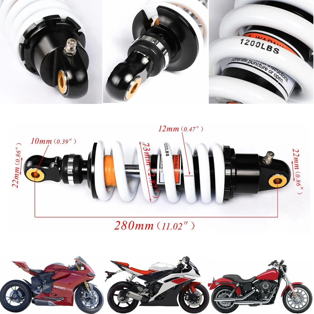 TDPRO 280 мм задний амортизатор мотоциклетная подвеска пружина подходит для 125cc 140cc 160cc Dirt Pit Pro Bike Quad ATV 1200Lbs