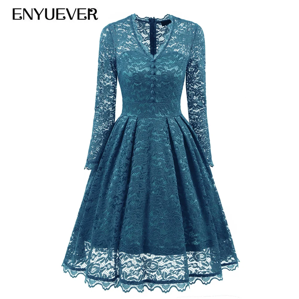 Enyuever женское кружевное платье 2019 Весна Vestidos рокабилли Винтаж 50 s Ретро