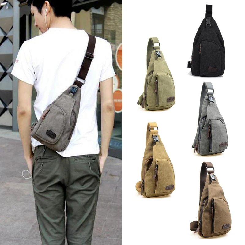 Винтажная холщовая кожаная сумка слинг через плечо походная несбалансированные