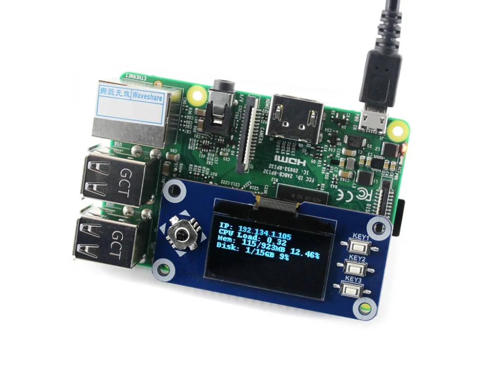 Шляпа Waveshare с oled-дисплеем 1 3 дюйма для Raspberry Pi 128x64 пикселей со встроенным