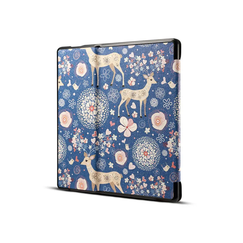 case Для Amazon Kindle Oasis 7,0 E-reader электронная книга с принтом умный чехол для планшета с функцией пробуждения и сна Кожаный чехол с откидной крышкой на магните+ пленка+ ручка - Цвет: case