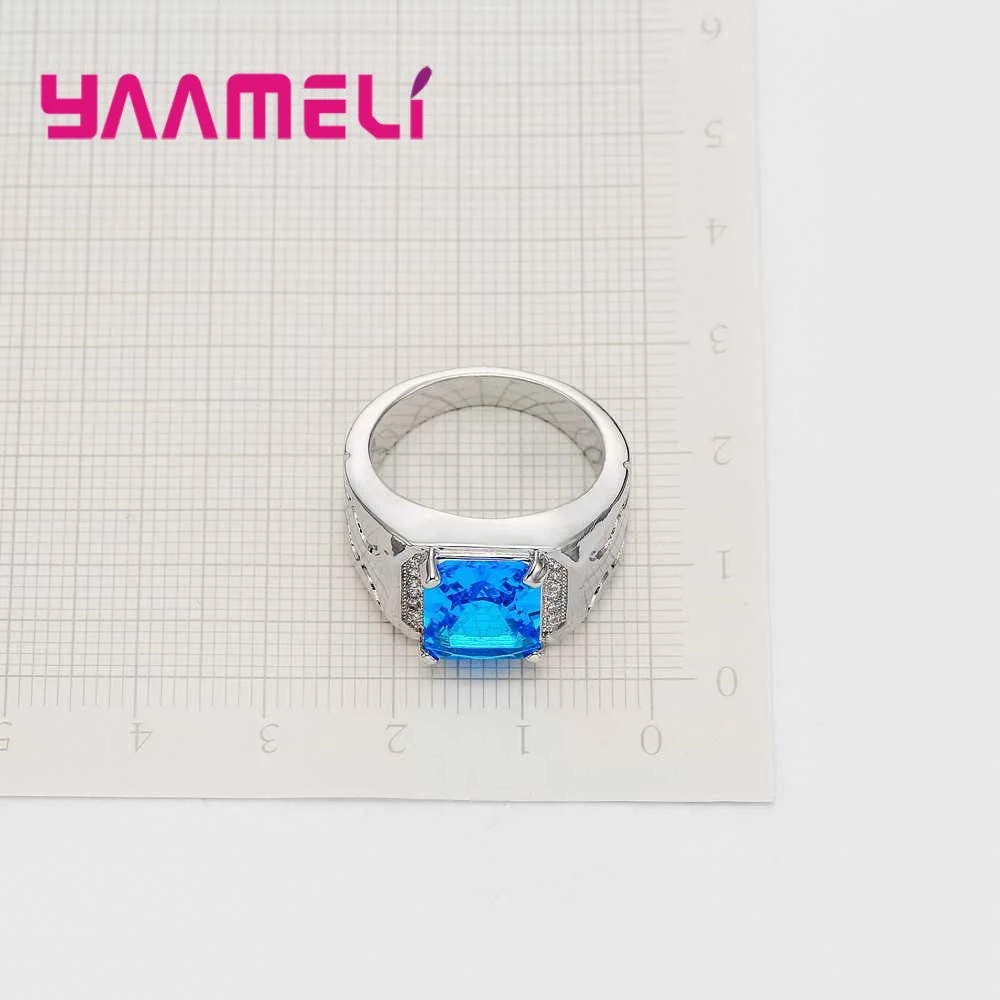 

Retro Genuine 925 Sterling Silver Finger Anel Inlay Clear CZ Stones For Man Women Party Band Rings Accessories