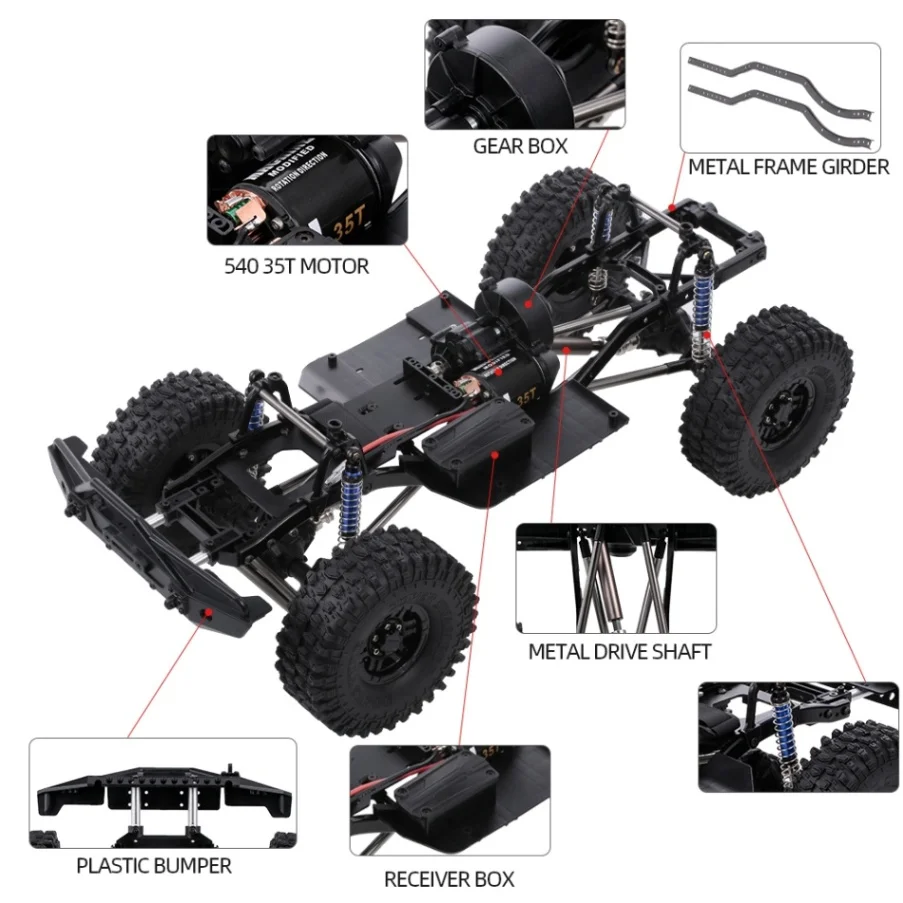 Рама шасси AUSTAR на колесную базу 313 мм для моделей 1/10 AXIAL SCX10 II 90046 90047 RC Crawler