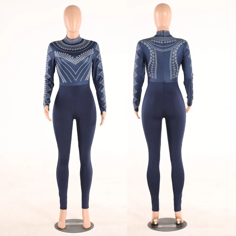 Для женщин Водолазка печатных Комбинезоны для с длинным рукавом Одна деталь