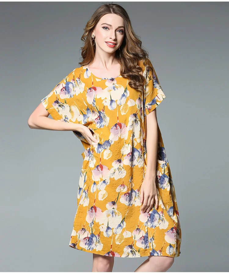 4XL женское осеннее праздничное платье из хлопка и льна большие размеры