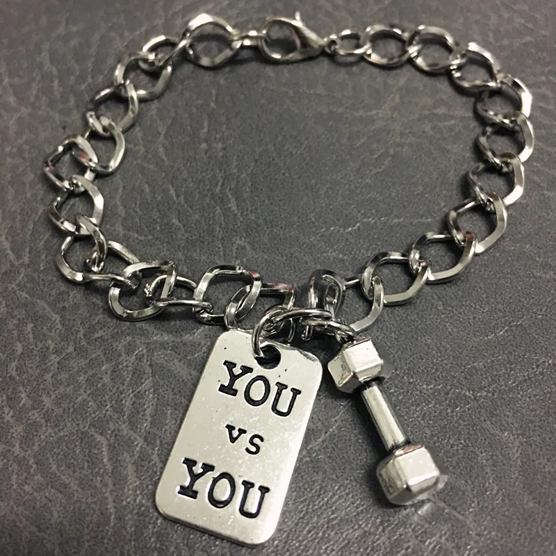 Новый сплав Древний серебряный ювелирные изделия гантели штанга браслет вера