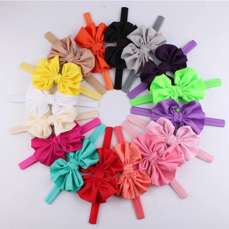 

16pcs/set 4" Big Satin Hairbow for Kids Elastic Headband Hair Accessories Ornaments Boutique Fabric Bows Turban Tiara