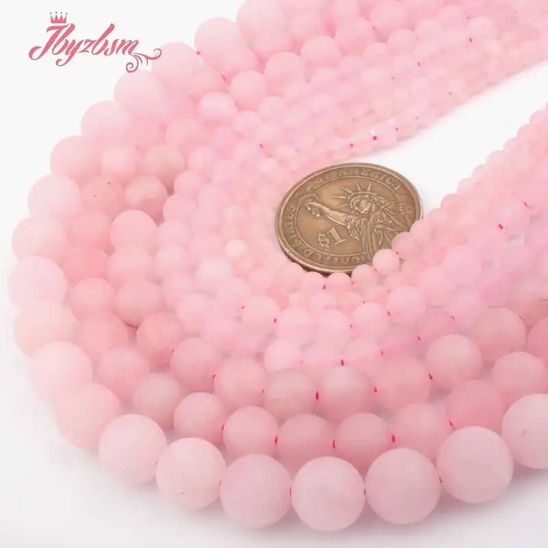 Бусины Из Натурального круглого матового розового кристалла 4 6 8 10 12 мм 15 дюймов