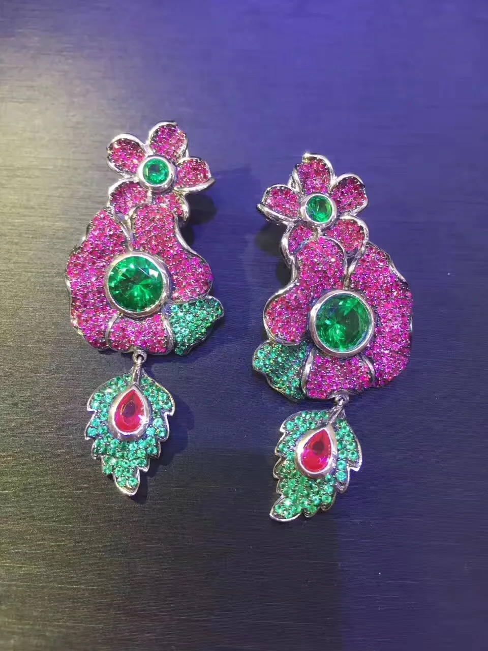 Серьги подвески женские длинные из серебра 925 пробы с фианитами|925 sterling|long earrings