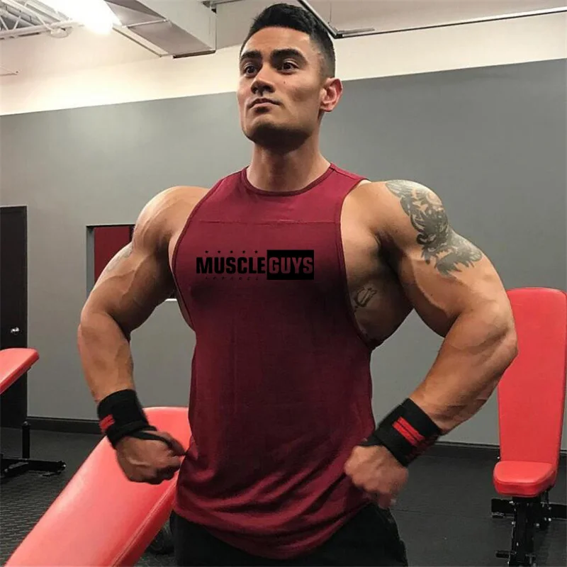 Тренажеры торговой марки muscleguys одежда Спортивная майка для бодибилдинга Топ для мужчин Фитнес рубашка мышцы без рукавов жилет Tanktop