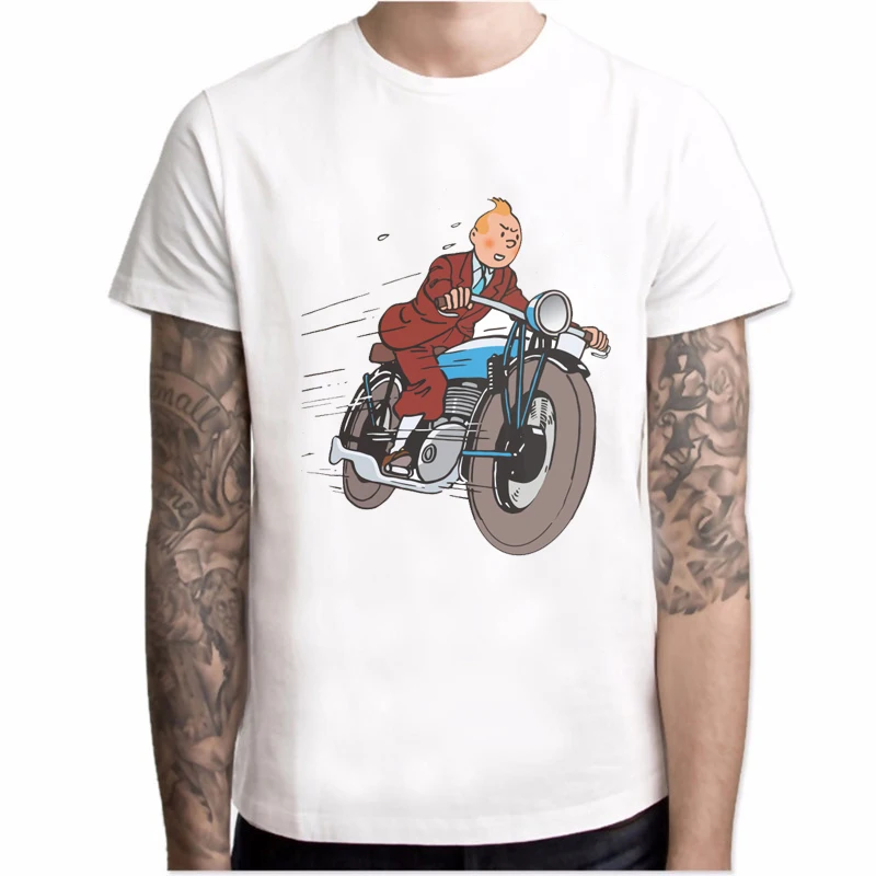 Новая мужская футболка с принтом tintin летняя модная высокого качества