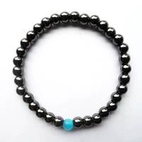 nwe fashion health 6mm black gallstone hematite cats eye beaded statement bracelet for jewelry gift