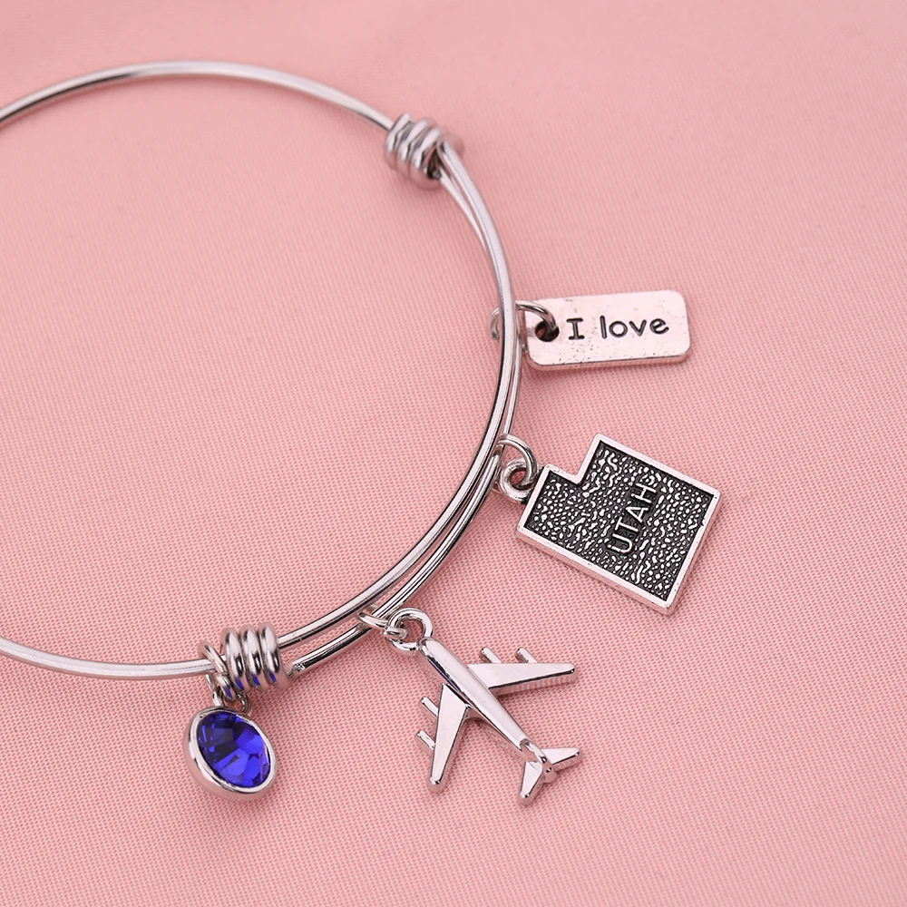 Женский браслет с синим горным хрусталем dowapara серебряное покрытие кулон самолет