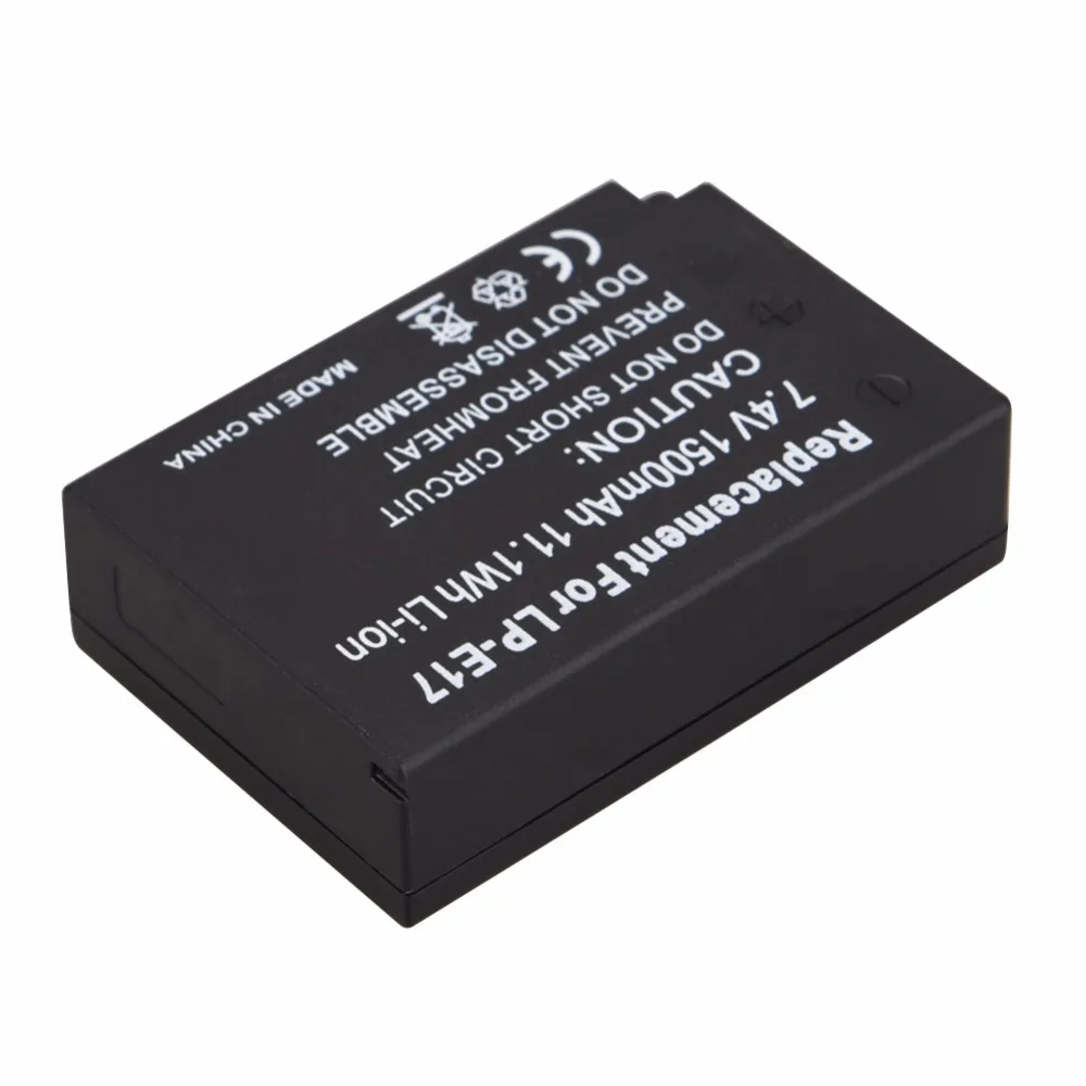 Аккумулятор LP E17 2 шт. 1500 мАч с зарядным устройством USB для Canon EOS 750D 760D M3 M5 T6i T6s |