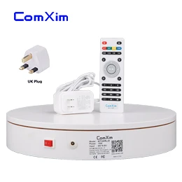 ComXim 32 см 12,6 дюйма вращающийся электрический поворотный стол для фотосъемки с дистанционным управлением, выставочный стенд - Цвет: white with UK plug