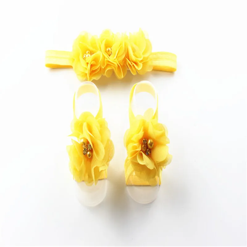 Милая повязка на голову для маленьких девочек + цветок ног Комплект из 2 предметов