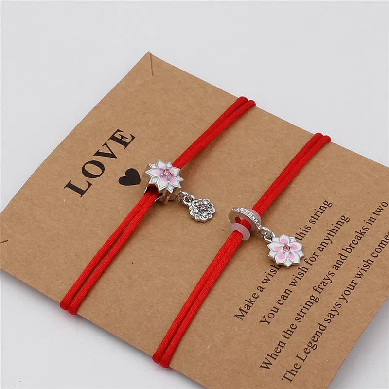 2 шт./комплект регулируемые браслеты с цветком персика|Браслеты шармами| |