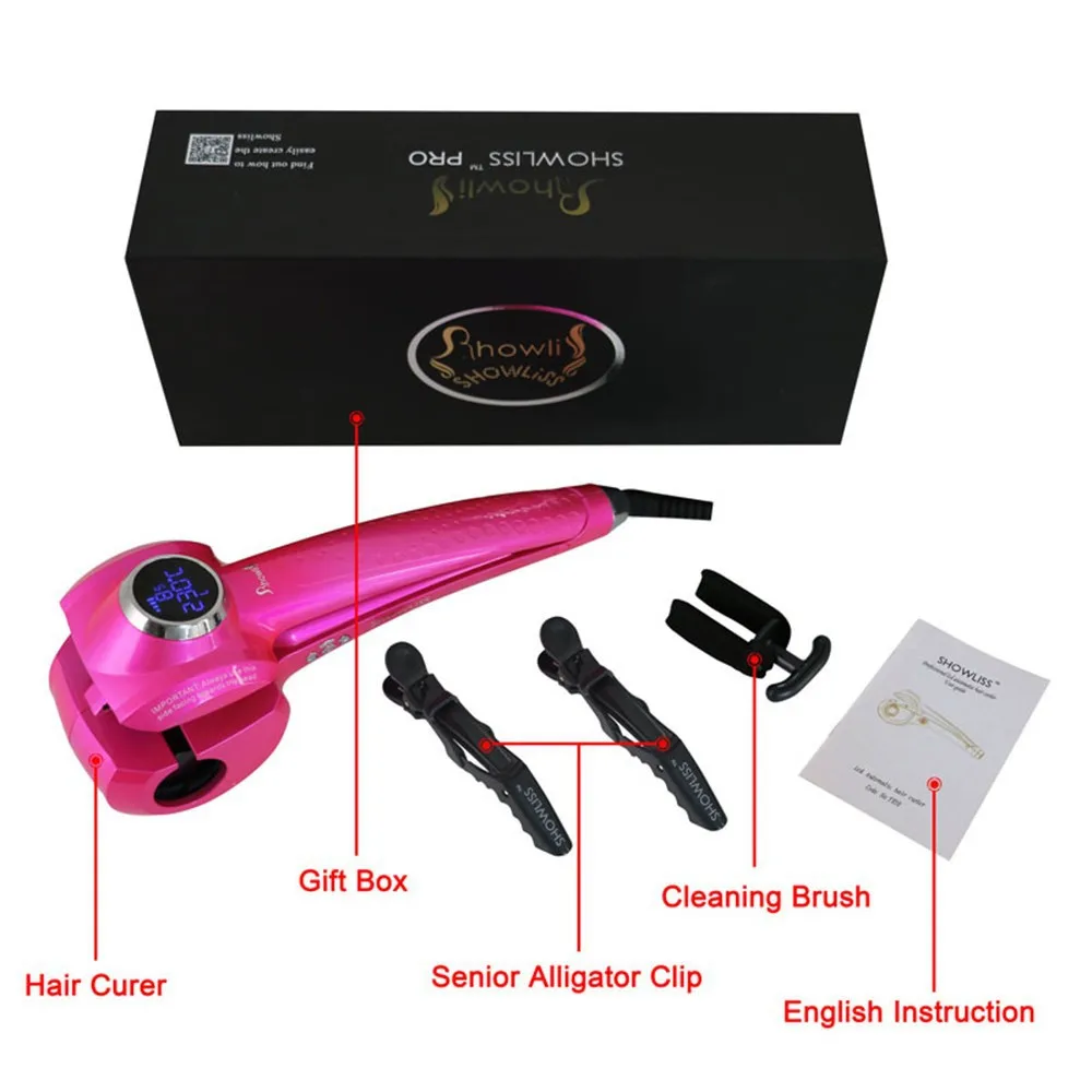 

High quality 2019 New LCD Display Hair Styling Tools Pro Hair Curler Styler Heating Automatic Hair Curl Roller Curling Wand Pink