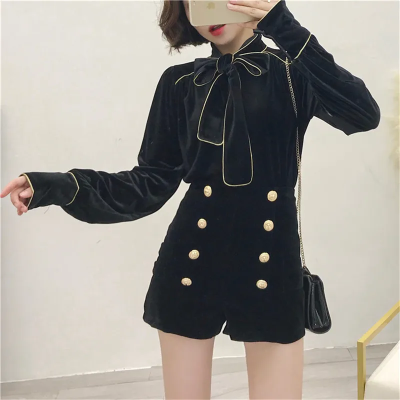 Модные осенне-зимние женские комплекты из двух предметов Vestidos бархатные рубашки
