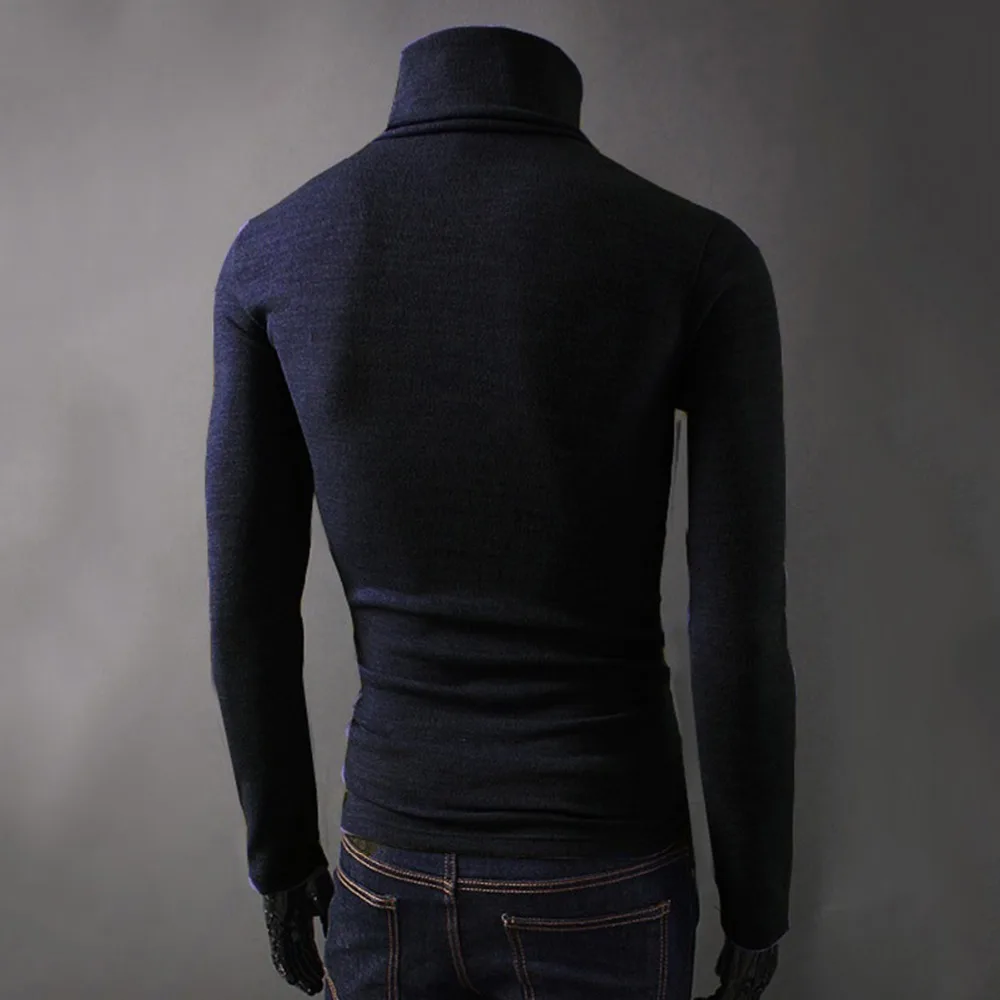2018 новые осенние мужские свитера повседневная мужская Водолазка черная