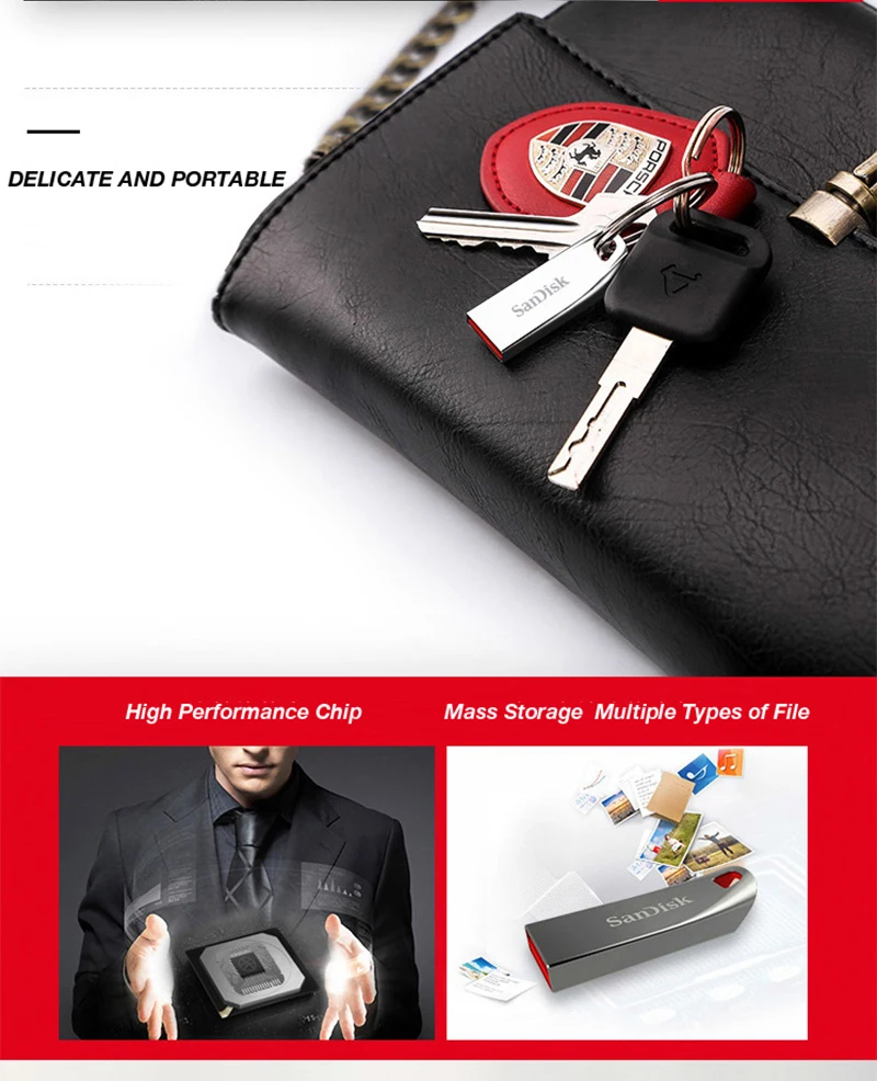 Новое поступление металлический USB флеш-накопитель sandisk 64 ГБ 32 ГБ 16 ГБ 8 ГБ флеш-карта памяти, Флеш накопитель usb флешка