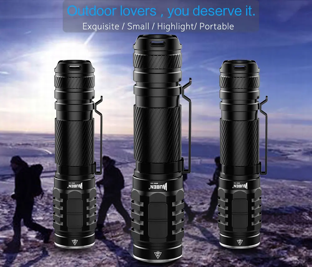 Wuben тактический светодиодный фонарик 1300 люмен двойной боковой переключатель USB Перезаряжаемый 18650 Водонепроницаемый IPX8 фонарик Cree XP-G3 светодиодный свет