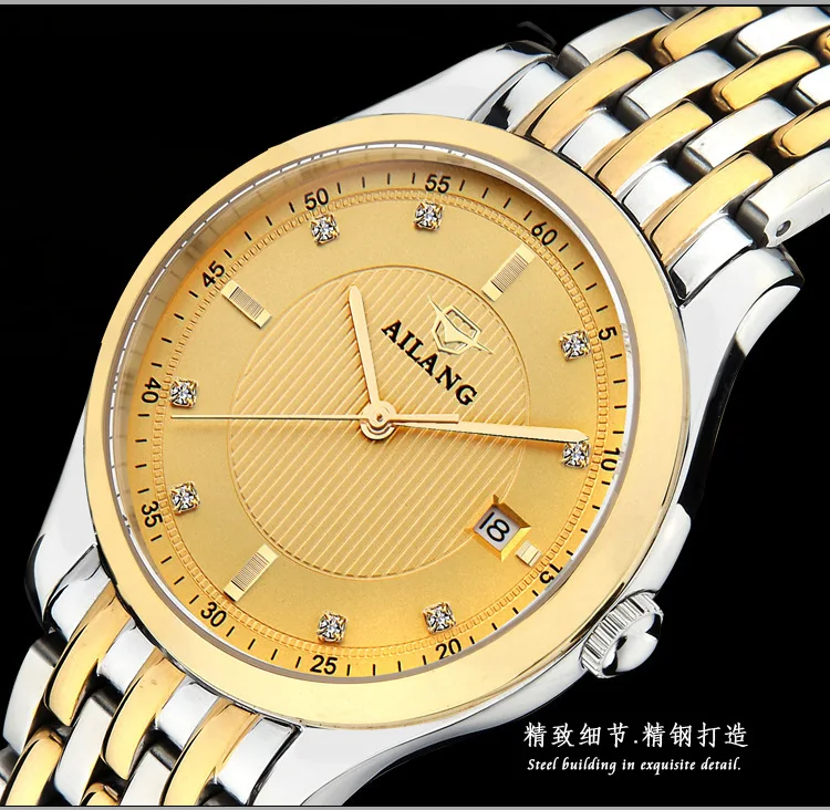 Часы наручные AILANG мужские золотистые Элегантные дизайнерские роскошные