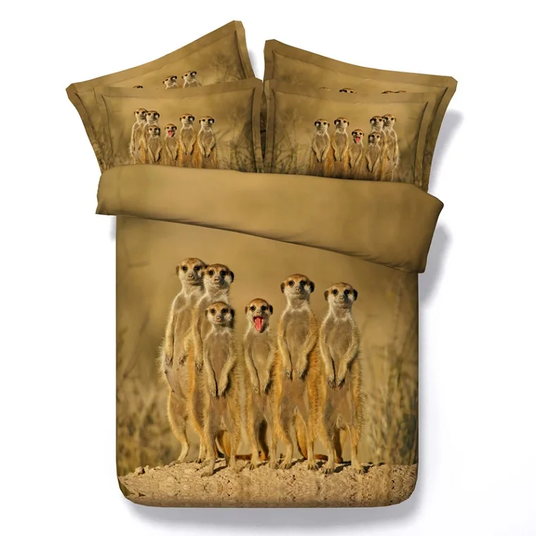 

3D Animal bedding set Meerkat duvet cover bedspreads bed sheet linen Super king size queen twin double doona quilt bedsheet 4pcs