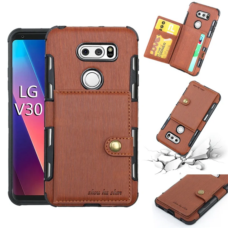 Brown Для LG V30 Роскошный чехол-бумажник из искусственной кожи с откидной крышкой для Moto G5 G4 G5S plus держатель для карт для Moto E4 plus G4 G4plus G5plus Capa - Цвет: Brown