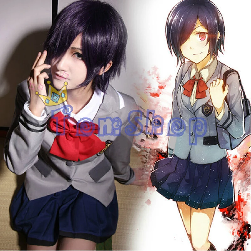 

Hot Anime Tokyo Ghoul Toka Kirishima Touka Cosplay School Uniform 4 in 1 Full Set Halloween Costumes (Jacket+Shirt+Skirt+Tie)