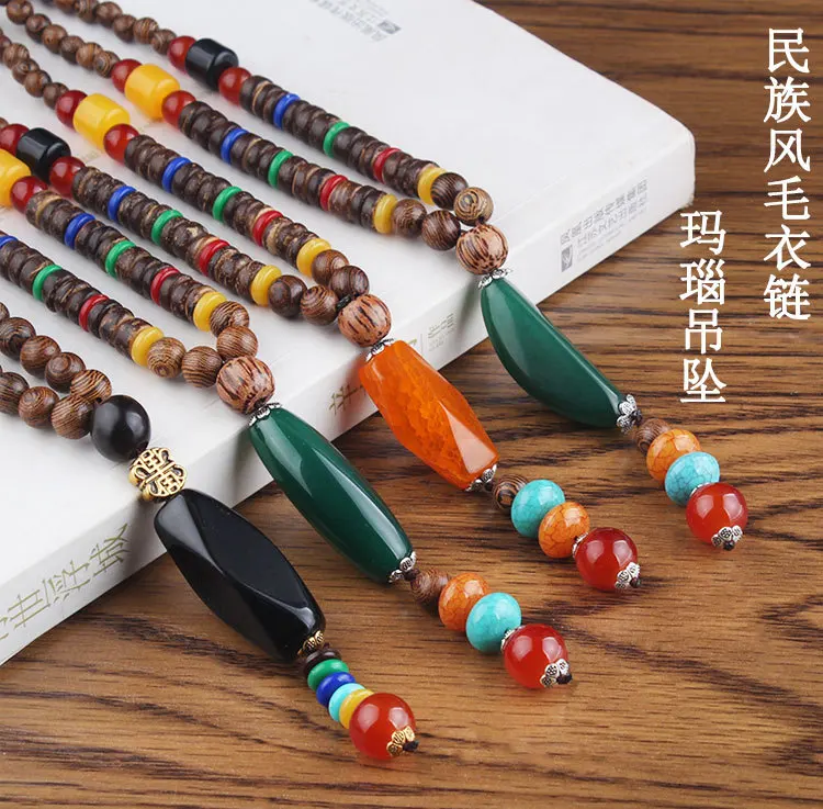 Новинка, винтажный этнический стиль, Lotus Ox Horn, деревянный бисер, камень, подвески и ожерелье, s State, для мужчин, t Nepal, ожерелье для женщин и мужчин, ювелирные изделия