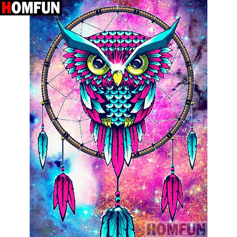 

HOMFUN Diamond Painting Cross Stitch Owl dream Diamond Embroidery Animals 5D DIY Full Square/Round Drill Decor Home A11891