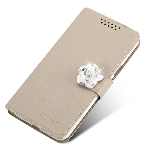 Dneilacc Роскошный чехол для CoolPad Порто S E570 Флип кожаный чехол для CoolPad Порто S E570 защитный чехол для телефона - Цвет: Gold With Camellia