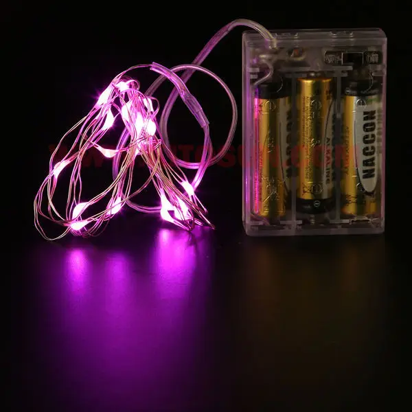 

Kitosun 10M 100 led string include 3AA Battery Powered PINK Silver Color Copper Wire Mini Fairy String Light Lamp