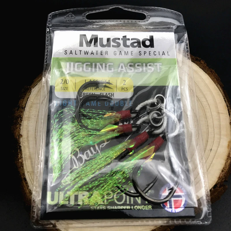 Mustad Рыбалка Крючки колючие крючки джиг помощь двойные крючки завязываются железная морская Мормышка яркие функции крючки море океан пляж Pesca