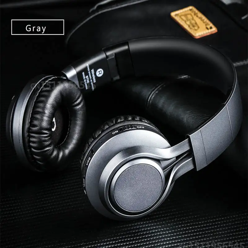 Grey BT-08 беспроводные наушники Bluetooth гарнитура наушники с микрофоном Поддержка TF карты fm-радио для ПК мобильного телефона - Цвет: Grey
