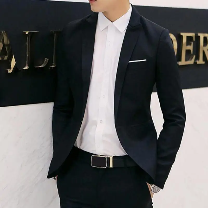 Весна лето Мужчины повседневные блейзеры приталенный деловой однобортный