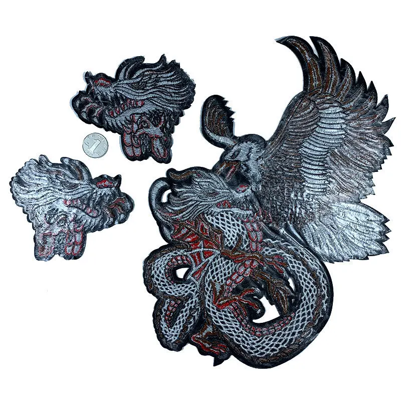 Изысканная китайская нашивка в стиле панк с вышивкой дракона для одежды