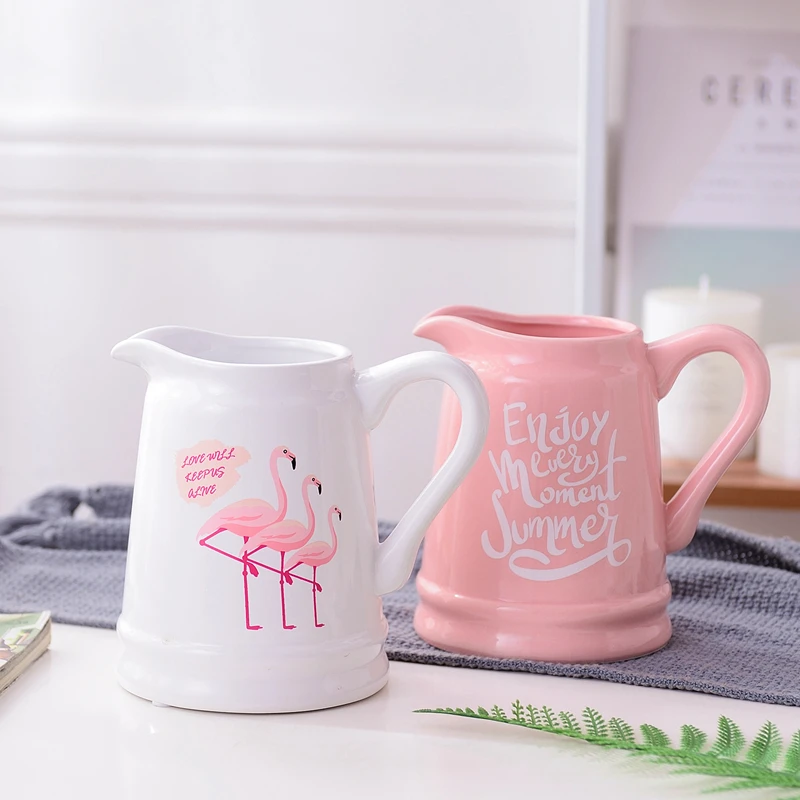 Одна шт. Современная керамическая ваза Фламинго Цветок Фарфор Гидропонический контейнер Водяной кувшин Домашнее свадебное украшение Центральная часть.