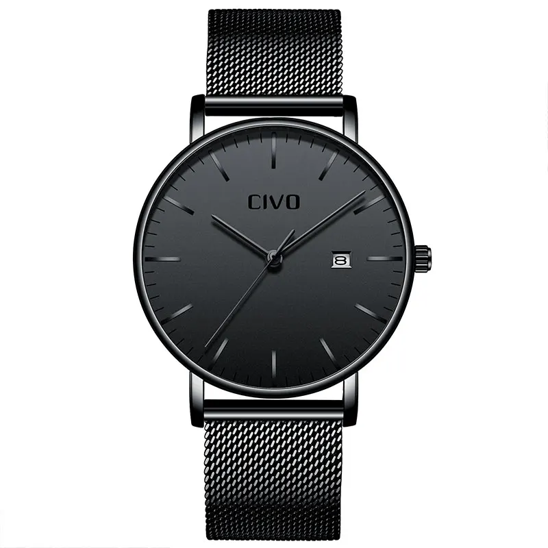 mesh black Чиво Повседневное модные часы для Для мужчин Водонепроницаемый Для мужчин s часы Chronogra кварцевые наручные часы Стильный черный сетки Сталь ультра-тонкий часы - Цвет: mesh black