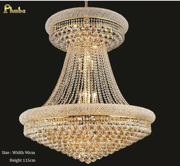 Phube освещение французская Империя Золотая хрустальная люстра Lustre хромированные