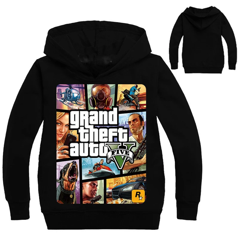 Boys Outwear gta 5 Hoodies Street Fight Long with Costumes Clothes T shirts Children's Sweatshirts For Kids Tops | Детская одежда и