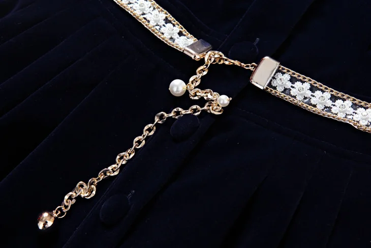 Осенне зимнее женское бархатное платье с рукавом 3/4 Королевское синее переднее