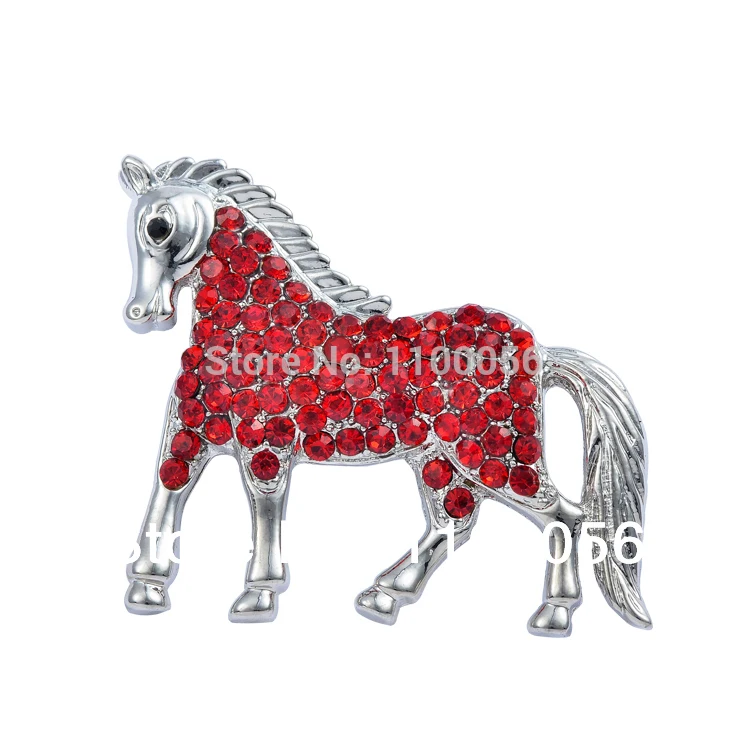 Брошь из фетра в виде лошади с красным кристаллом X0857 2019 | Украшения и аксессуары