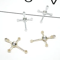 20pcslot new arrival silver gold color tone cross charm pendants with rhinestone 2233mm diy jewelry earring making charms