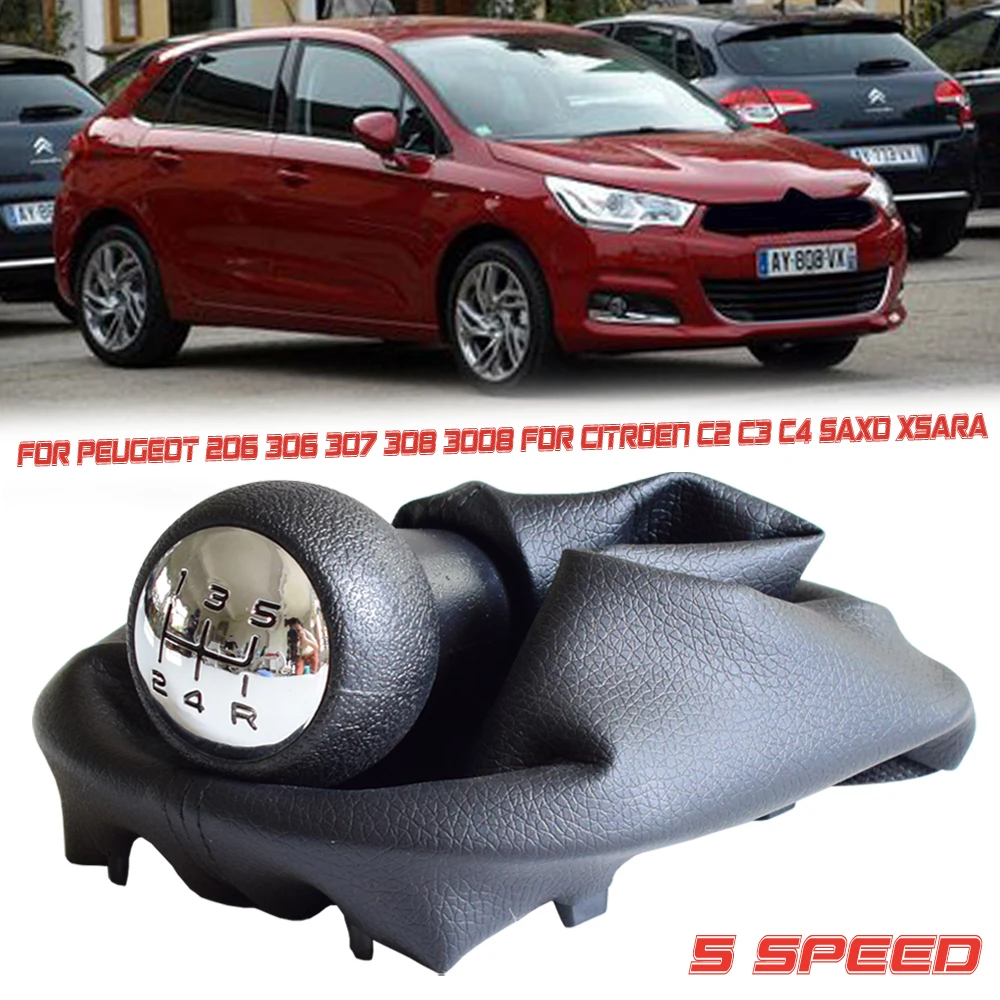 Горячий автомобиль 5 Скорость MT рукоятка для рычага переключения передач с Гетры Загрузки Крышка для peugeot 206 306 307 308 3008 для Citroen C2 C4 Пикассо