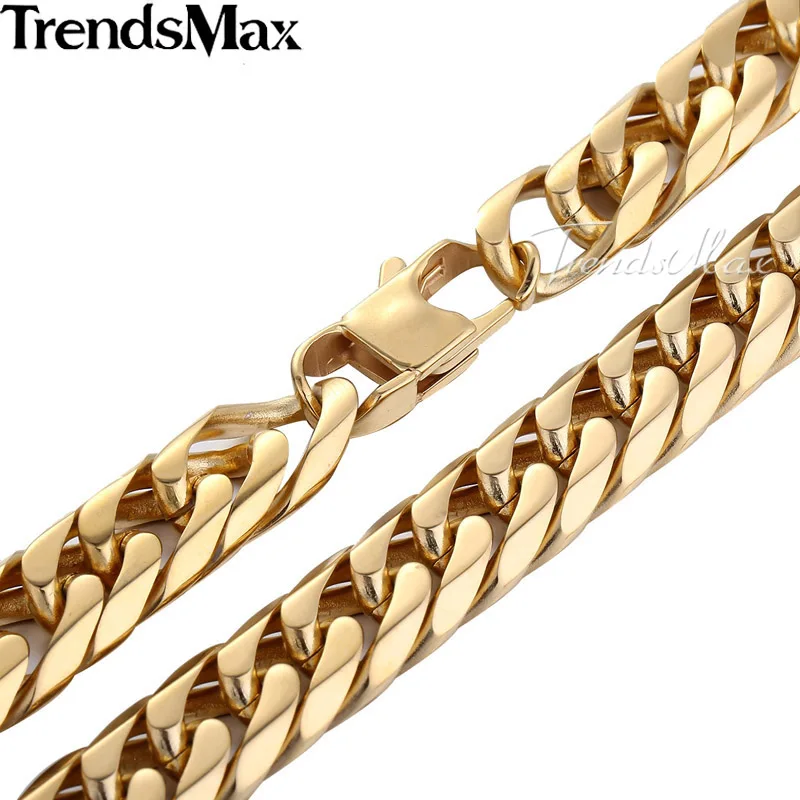 Trendsmax мужское ожерелье 316L нержавеющая сталь цепь для мужчин Золотой Тон