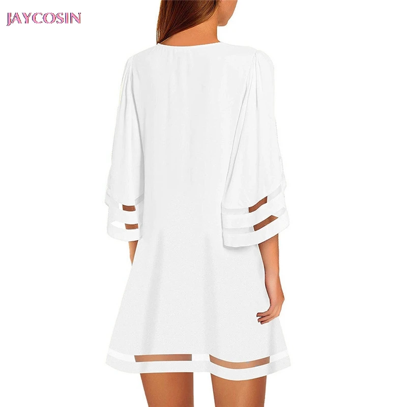 JAYCOSIN 2019 сезон модное милое женское платье с v-образным вырезом сетчатая панельная